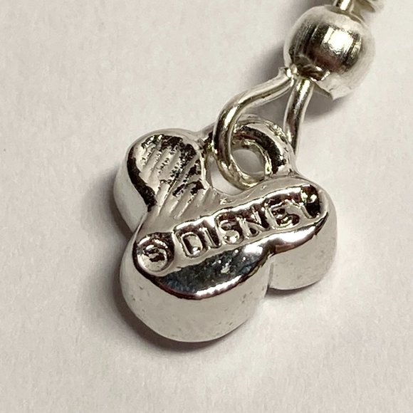 Vintage Disney Mickey Mouse Ears Earrings Disneyana Dainty Crystal Silver Plated - Picture 8 of 11